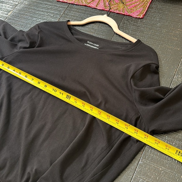 Eileen Fisher Black Midi Stretch Jersey Dress Jewel Neck size large - Picture 6 of 8